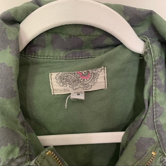 Urban Outfitters Green Leopard Print Military/Utility Style Jacket Size Small - Picture 4 of 10